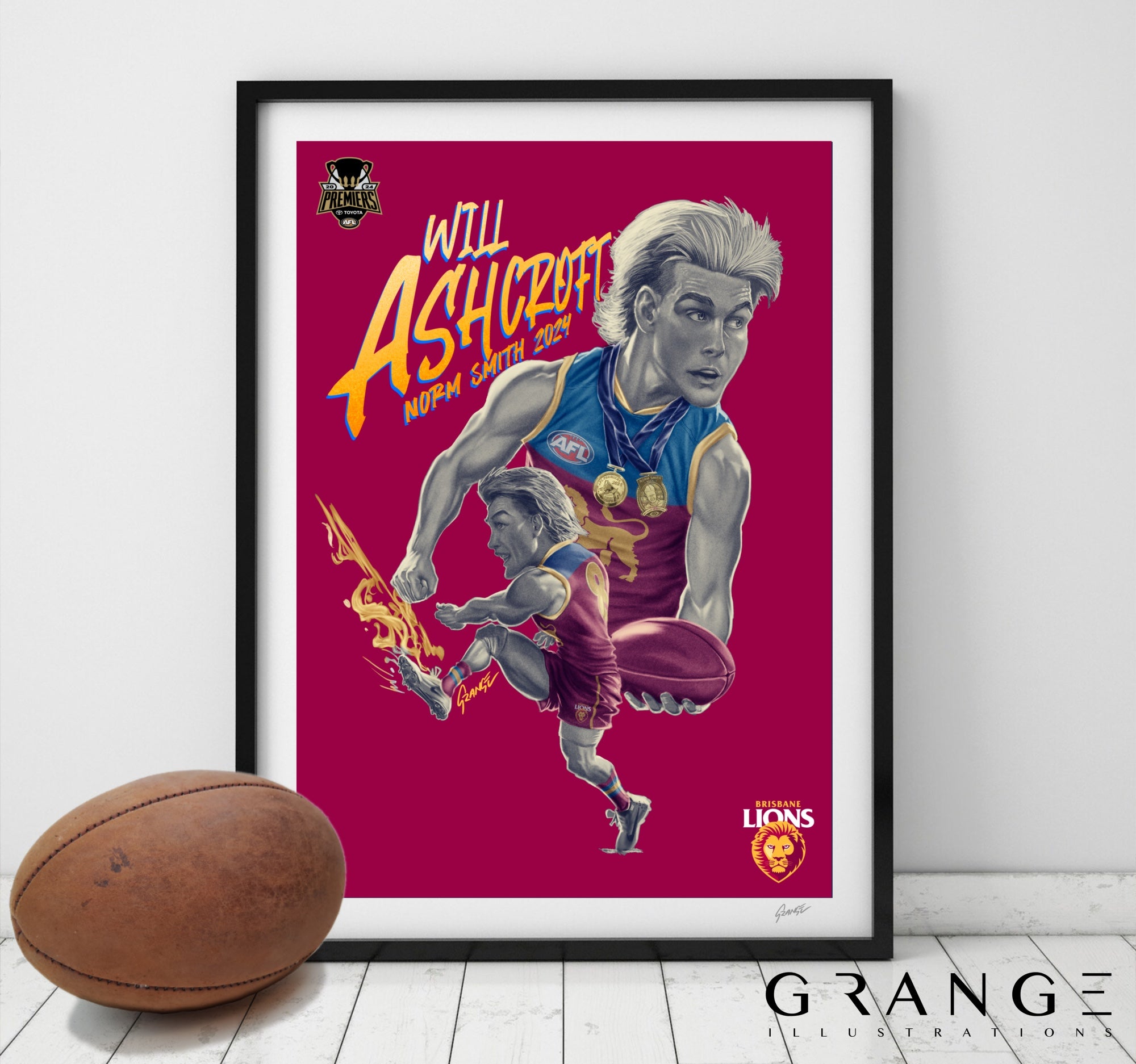 ‘Brisbane Lions - Norm Smith - Will Ashcroft’ Fine Art Print By Grange Wallis (UNFRAMED)